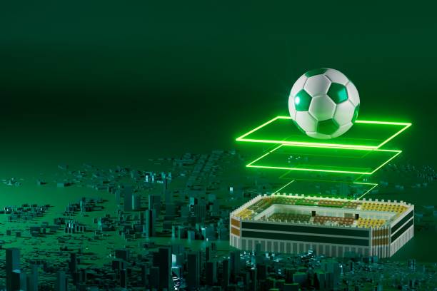 3d football object design. realistic rendering. abstract futuristic background. 3d illustration. motion geometry concept. sport competition graphic. tournament game bet content. soccer ball element. - 电竞 個照片及圖片檔